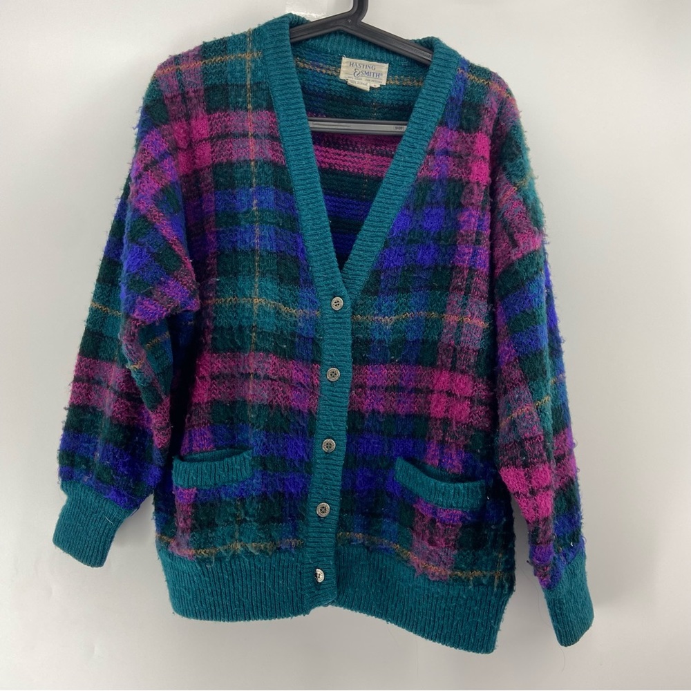 Vintage Multicolor Plaid Cardigan